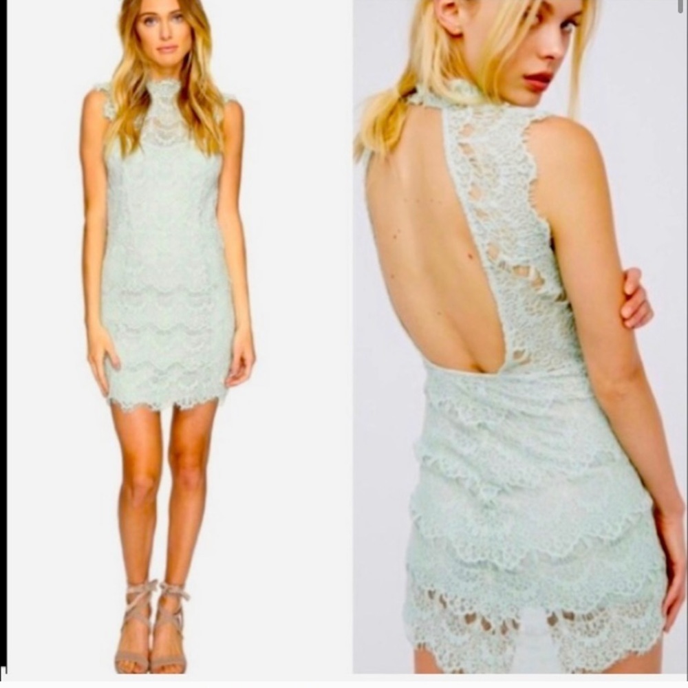Free People Mint Green Daydream Lace Mini